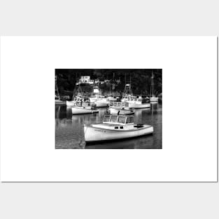 Perkins Cove Lobster Boats B+W Posters and Art